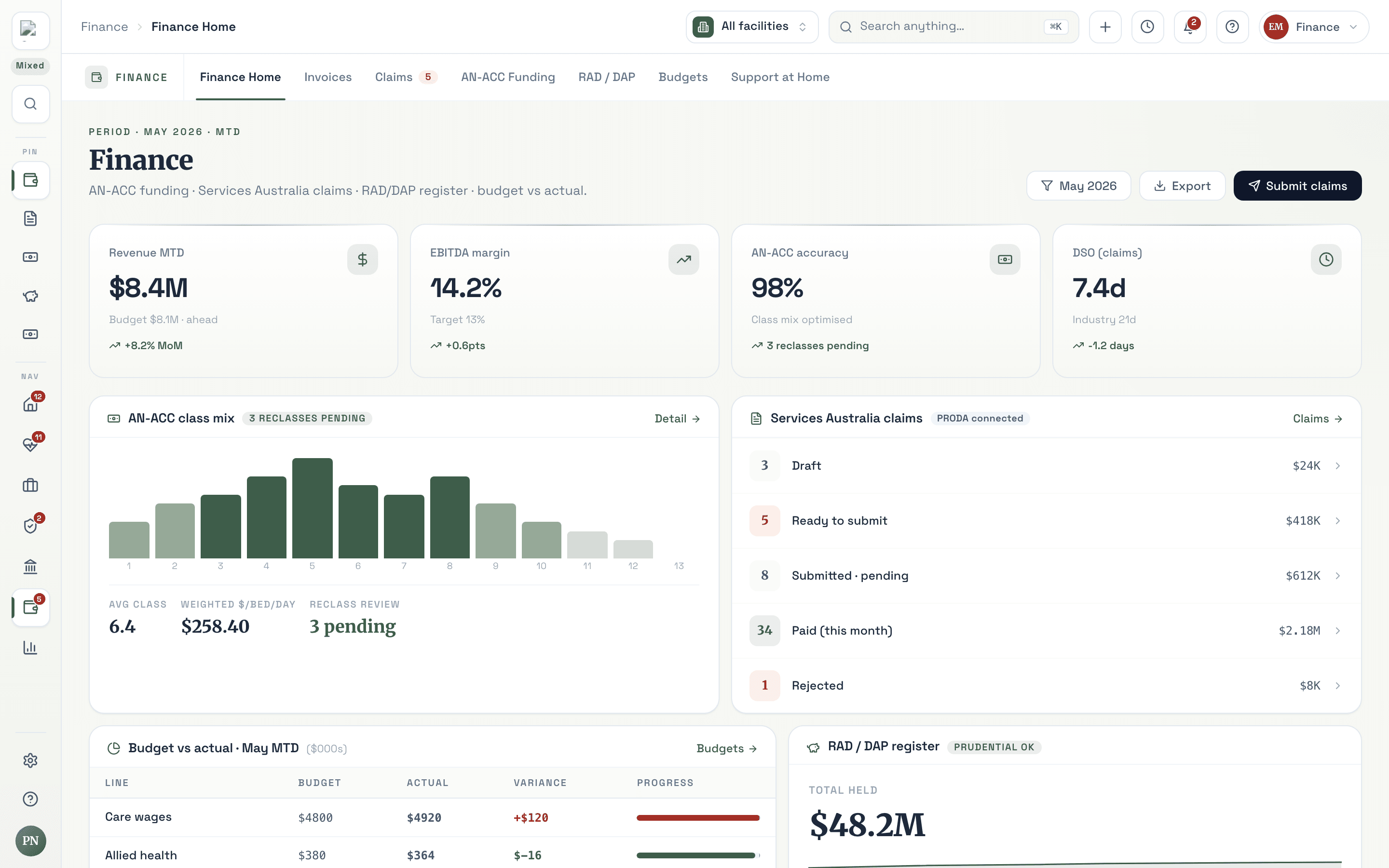 Payroll reconciliation and agency-invoice variance view