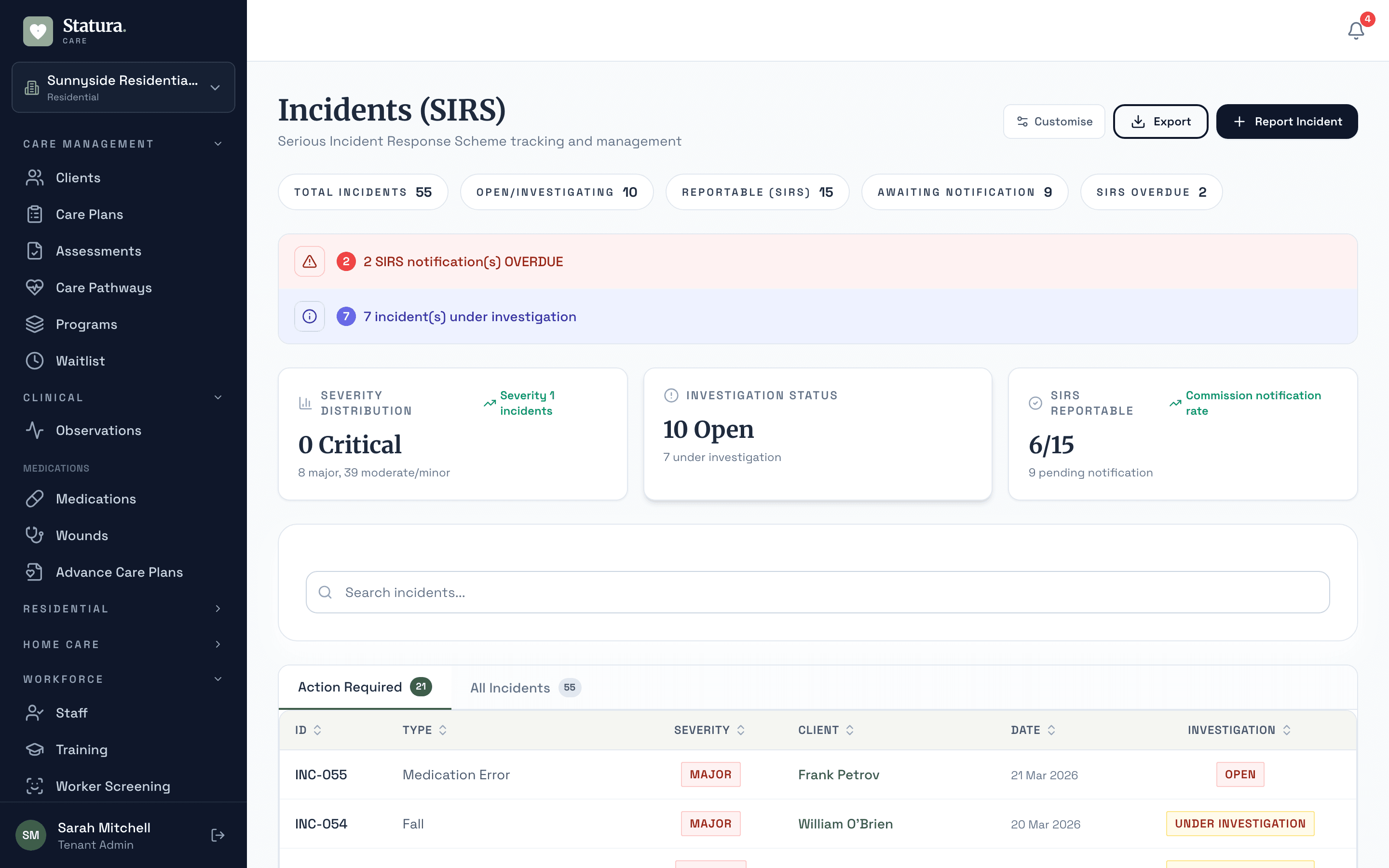 SIRS Incident Tracking