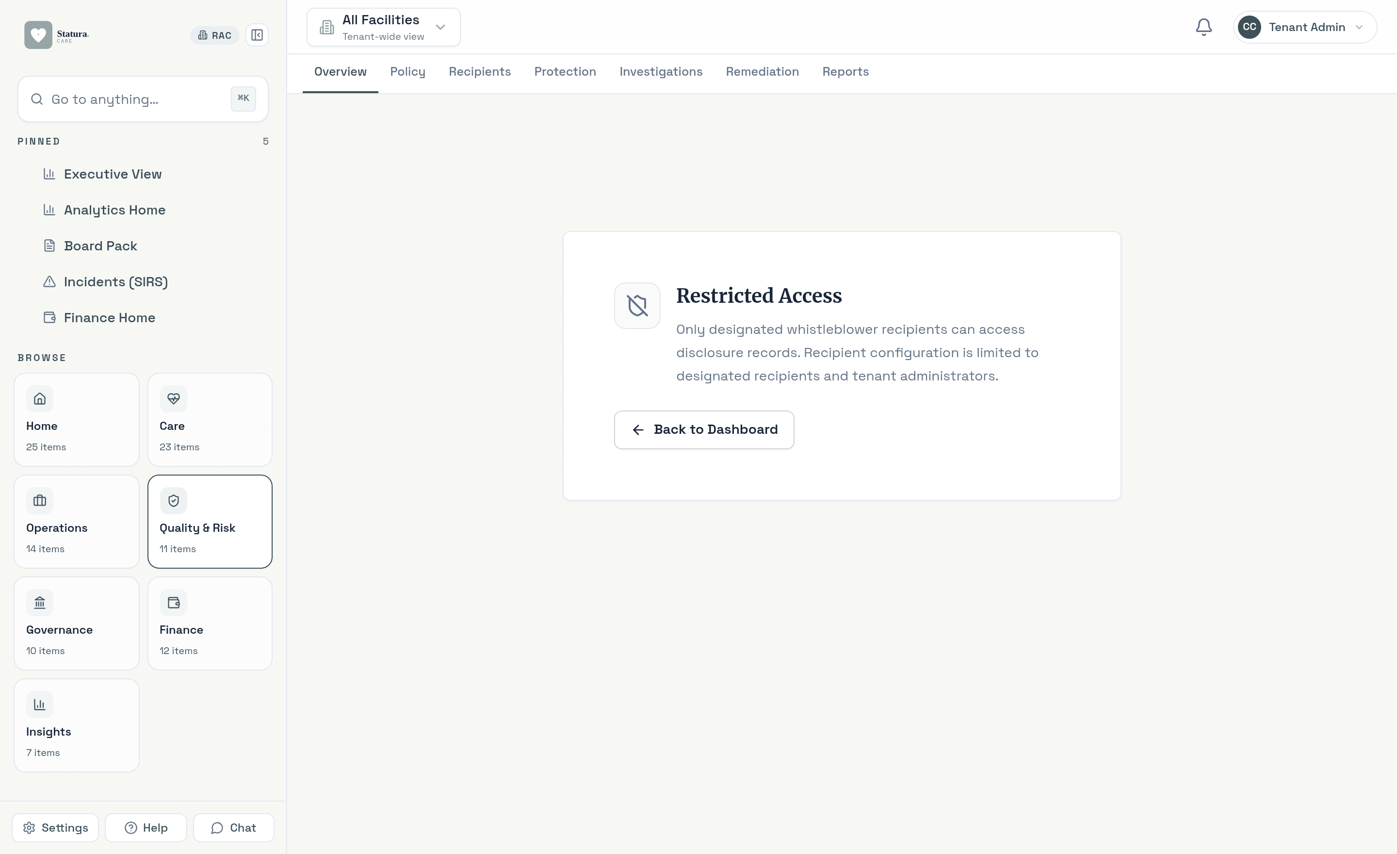 Whistleblower protection hub with anonymous submission portal and investigation management